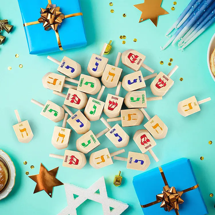 Mini Wooden Hanukkah Gyro Toy 2