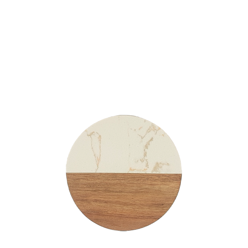 Marble and Wood Spliced Coaster Set