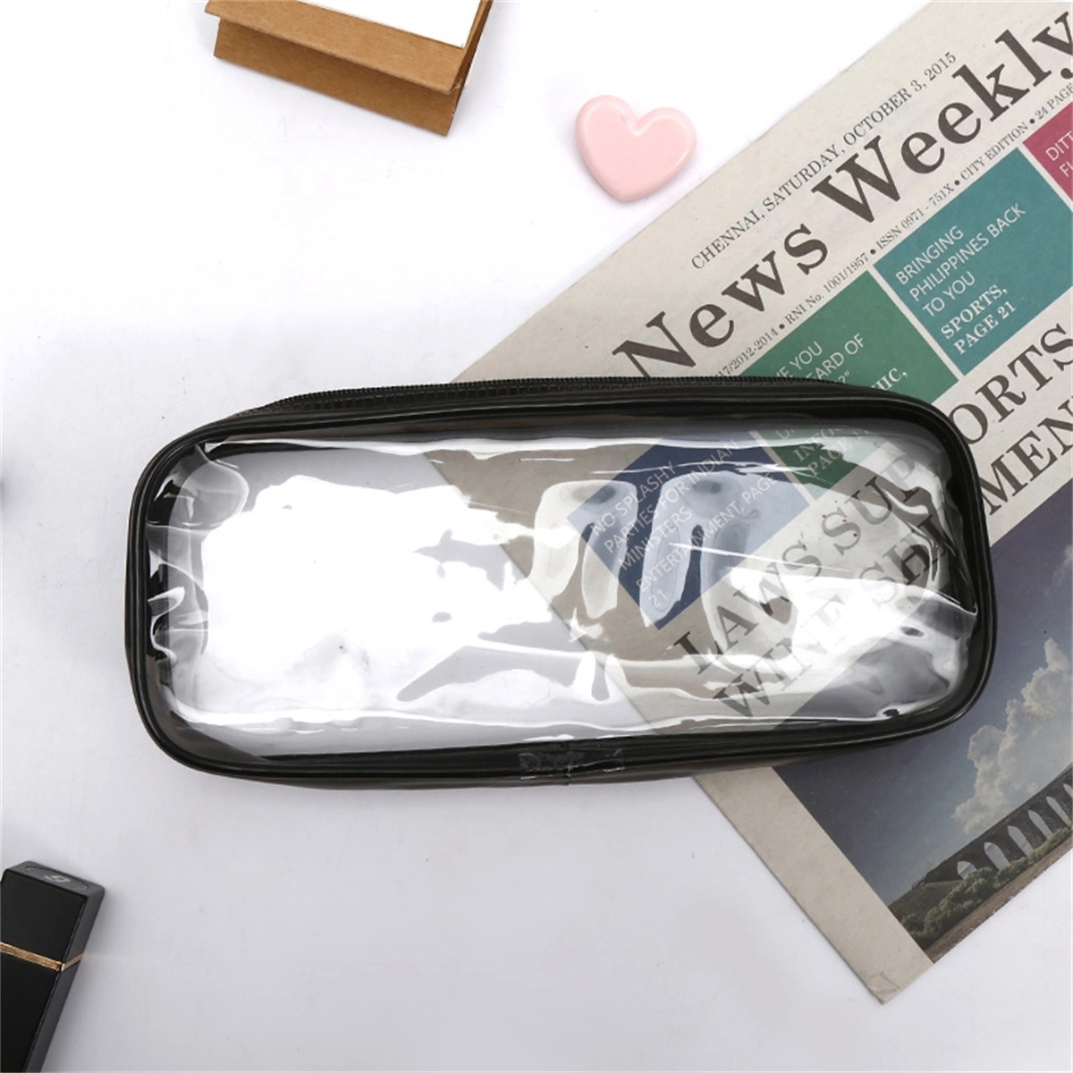 Clear Zipper Pen Pencil Case 4