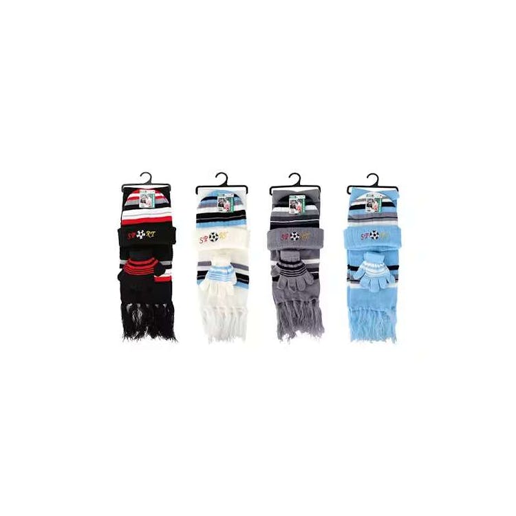 Boy's Hat Gloves and Scarf 3-Piece Sets - Assorted pack 1