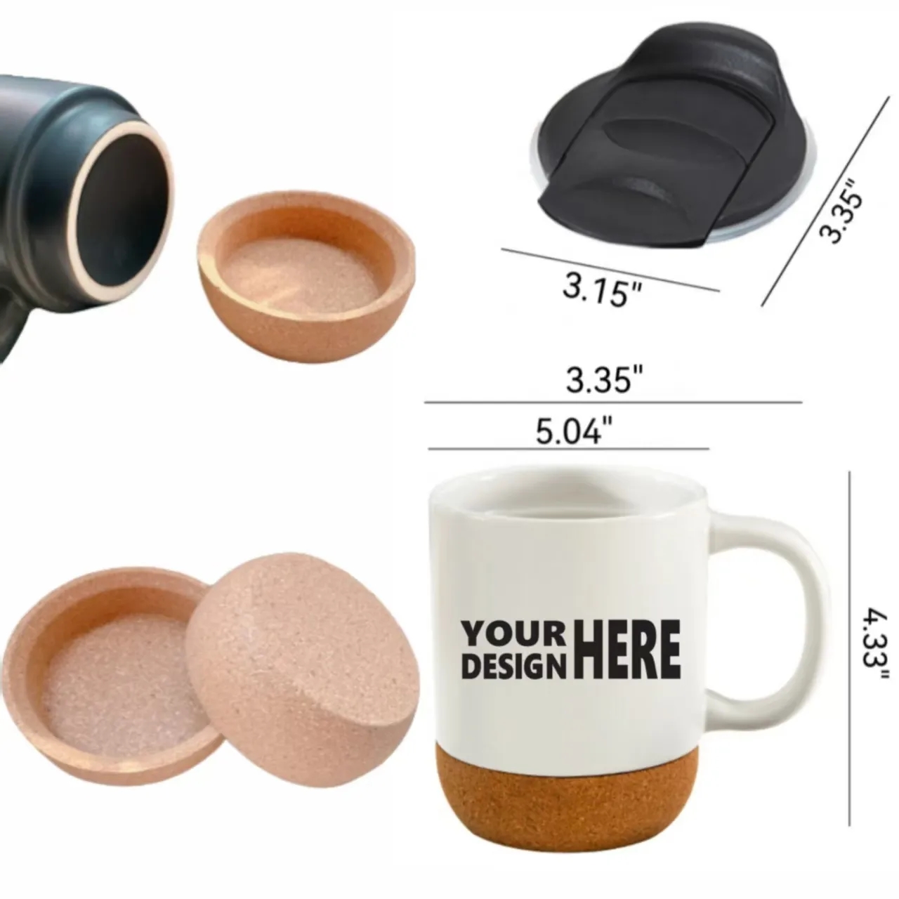 Cork Ceramic Mug, DIY Heat Transfer, Lid, High Temp 3