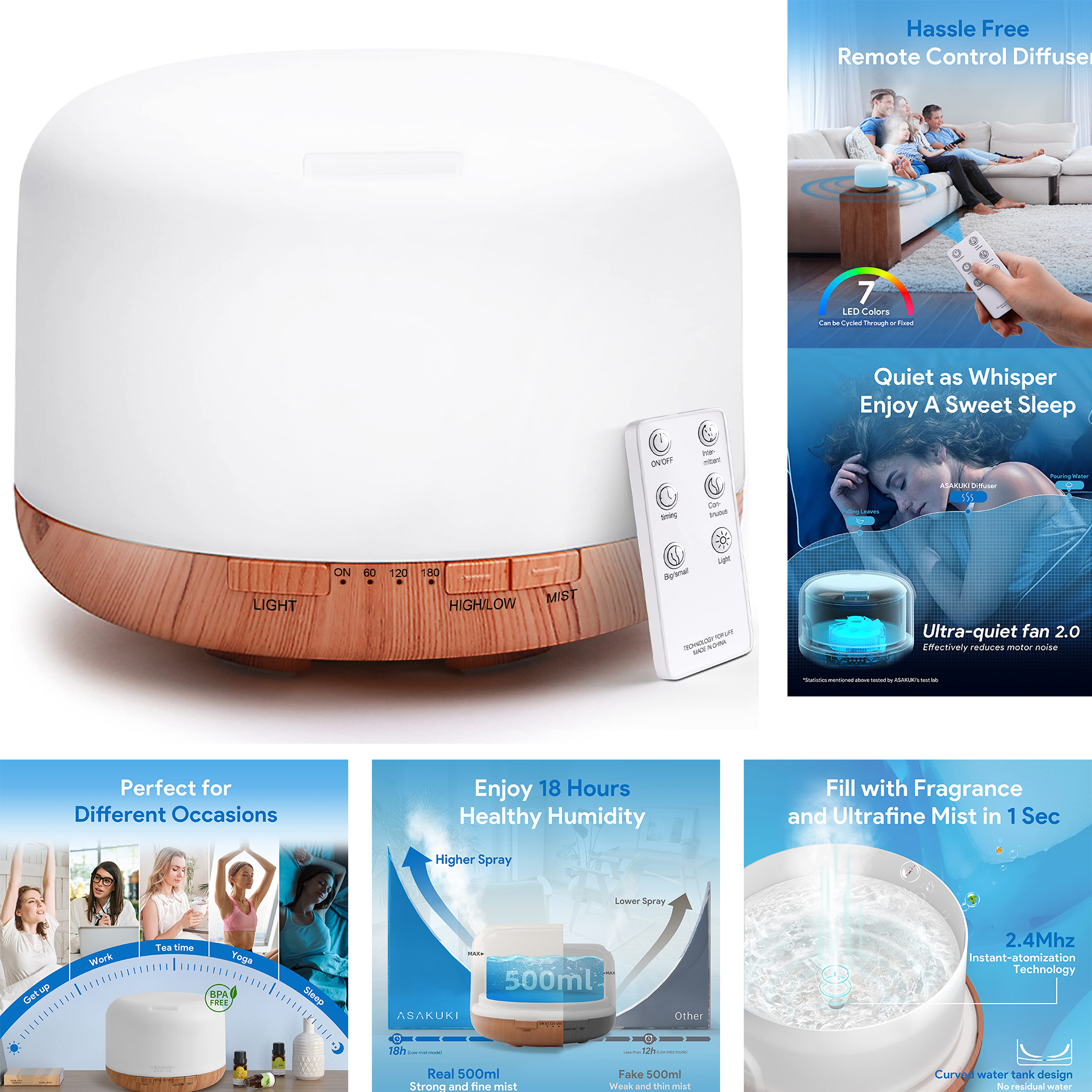 500ml Premium, Essential Oil Diffuser with Remote Control 2