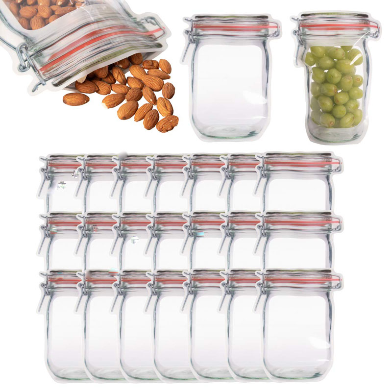 Clear Plastic Stand Up Zip Bag Resealable Mason Jar 2