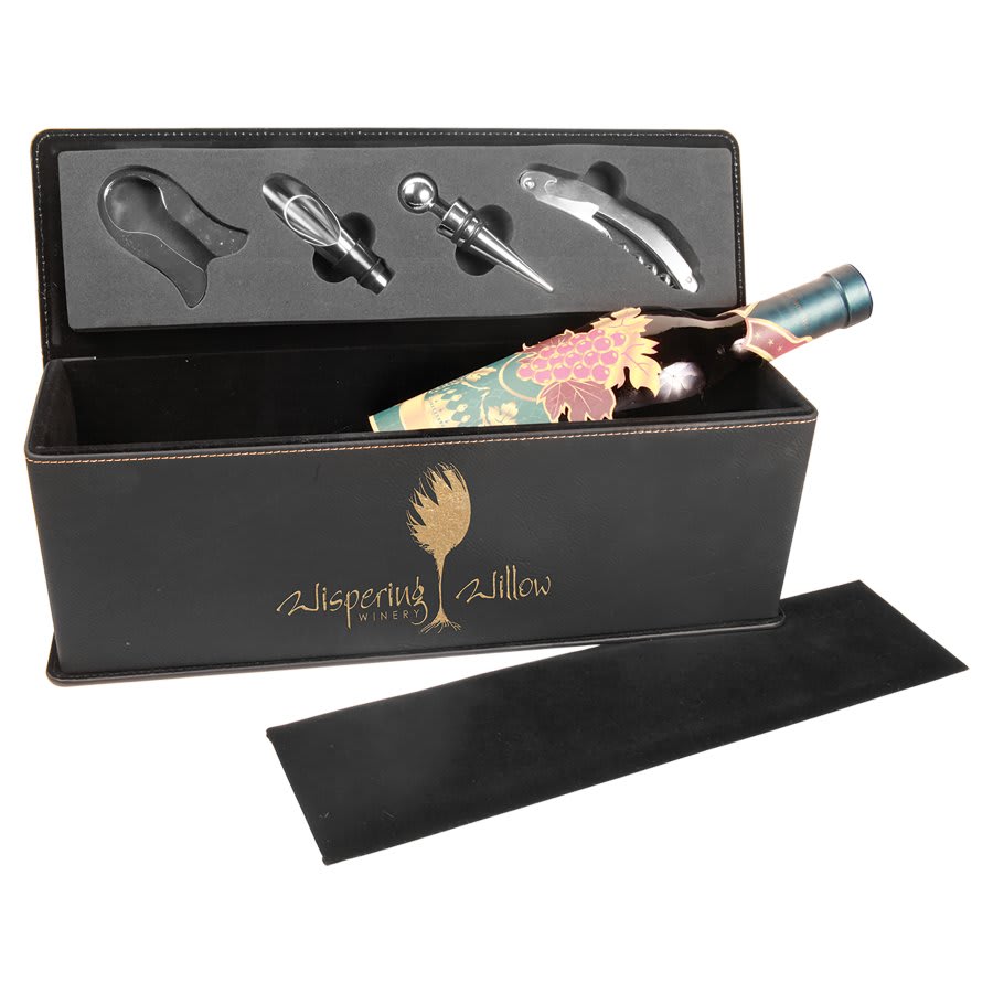 Laserable Leatherette Single Wine Box With Tools 5