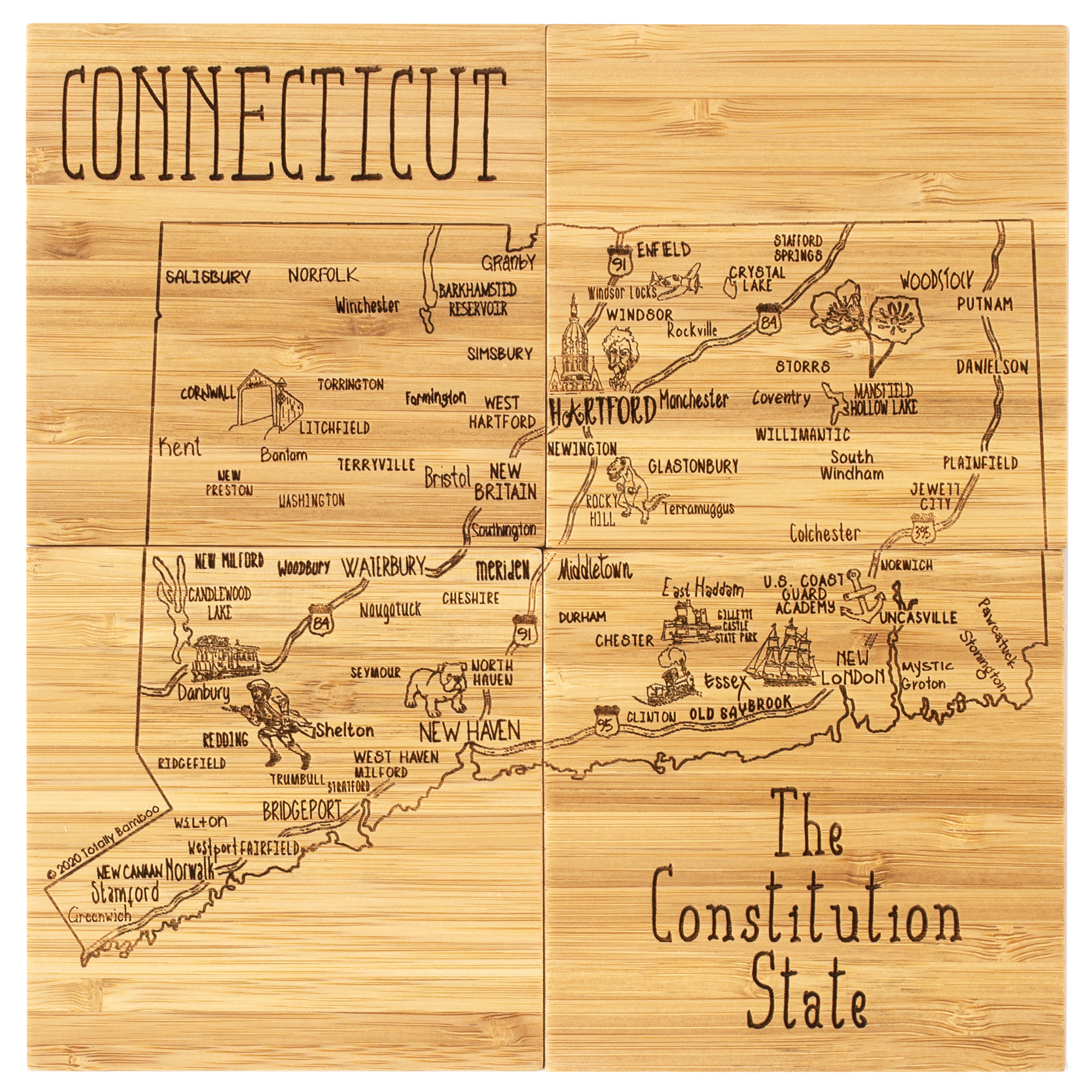 Connecticut Puzzle Coaster Set 10