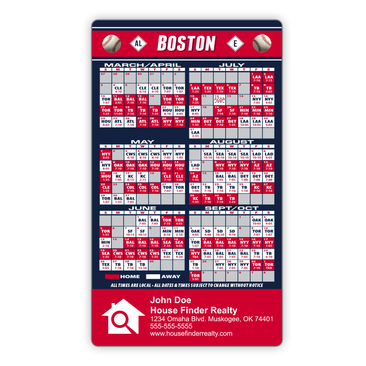 Magnet Sport Schedules - 3.5x6 Baseball Round Corners - 20 mil. 3