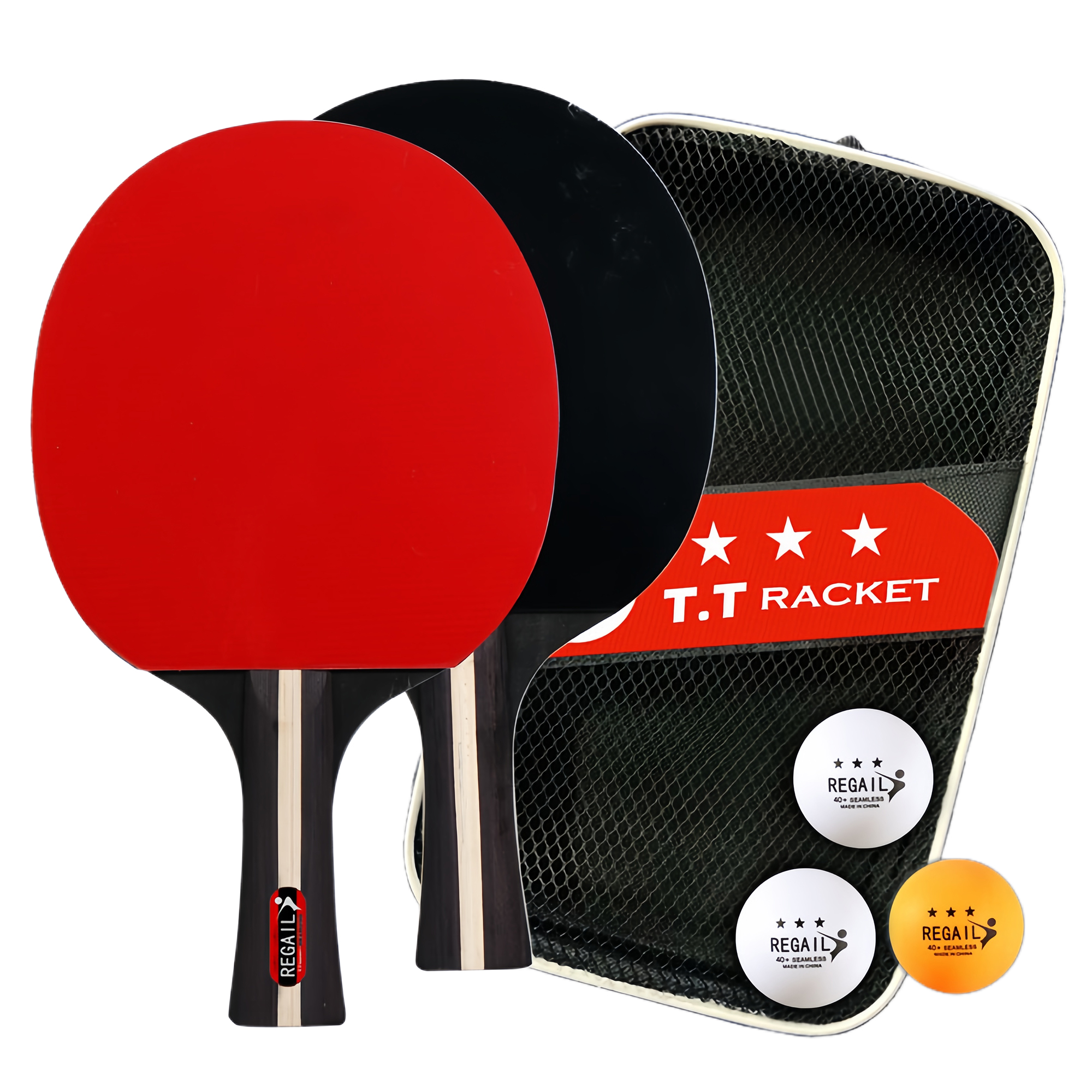3-Star Black Training Table Tennis Paddle Set with Penhold 4