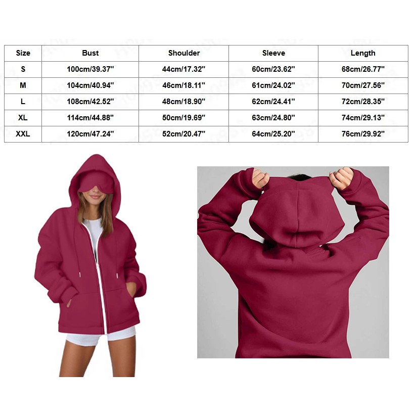 Hoodie with Eye Mask Women Full Zip up Hoodie Long Sleeve Casual Zip up, custom hoodie or sweatshirt with logo imprint 3