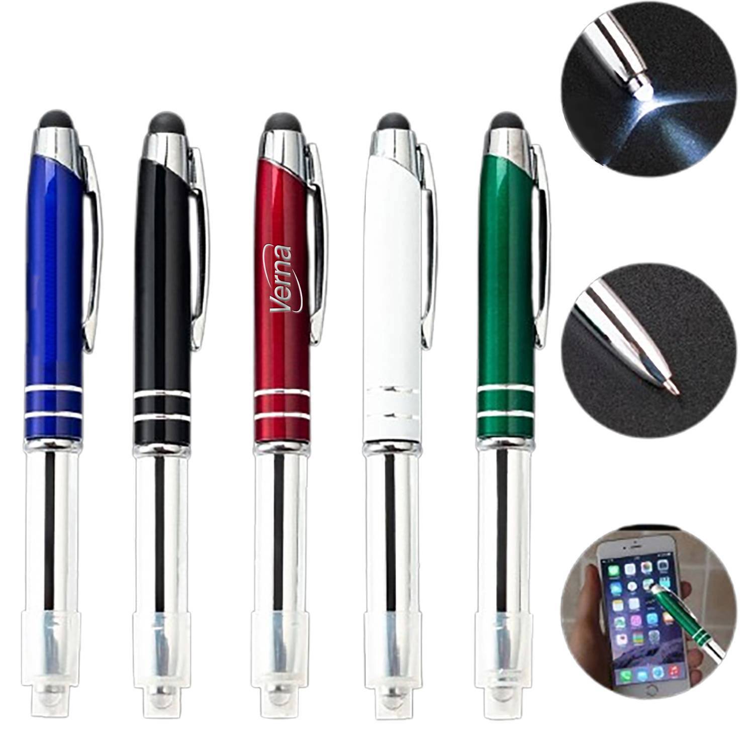 3 in 1 LED Light Metal Stylus Ballpoint Pen 11