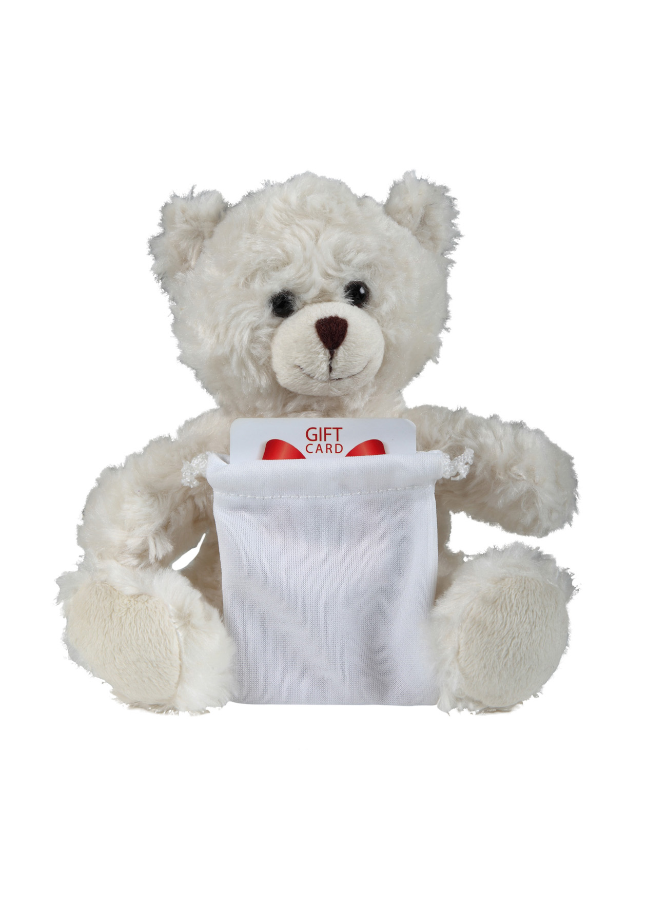 soft plush Cream Curly Sitting Bear with gift card sack 2