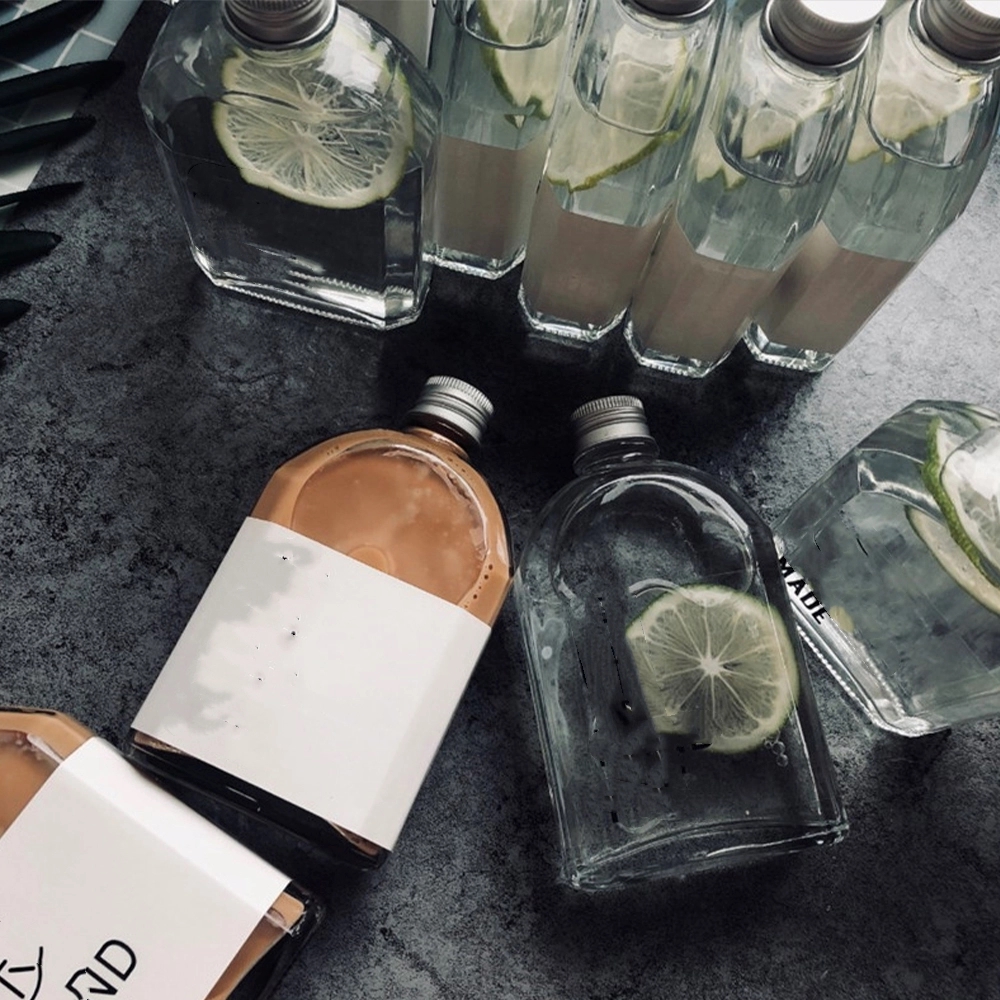 Flat Glass Bottle With Aluminum Lid 2