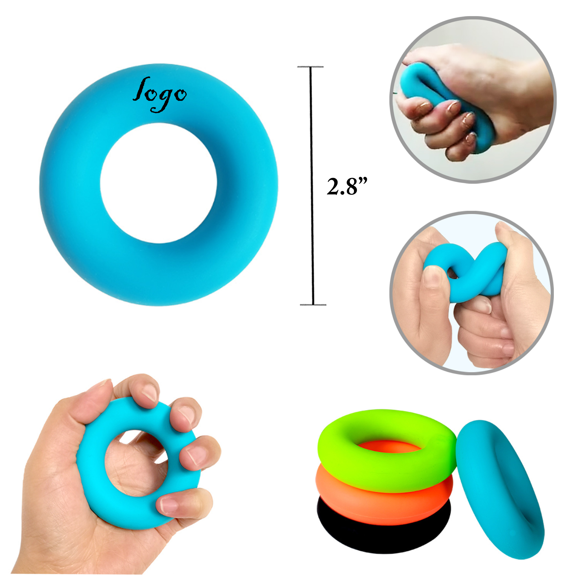 MOQ100 Smooth Silicone Hand Grip Strengthener Ring 5