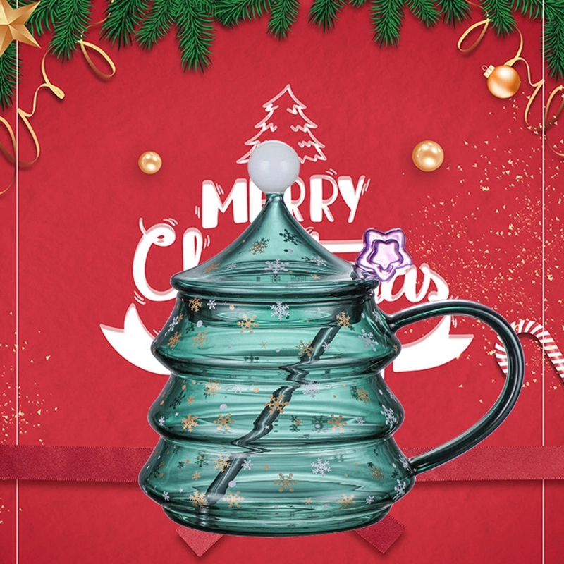 13/16 OZ. Glass Christmas Tree Tea Coffee Mug & Gift Cup 7