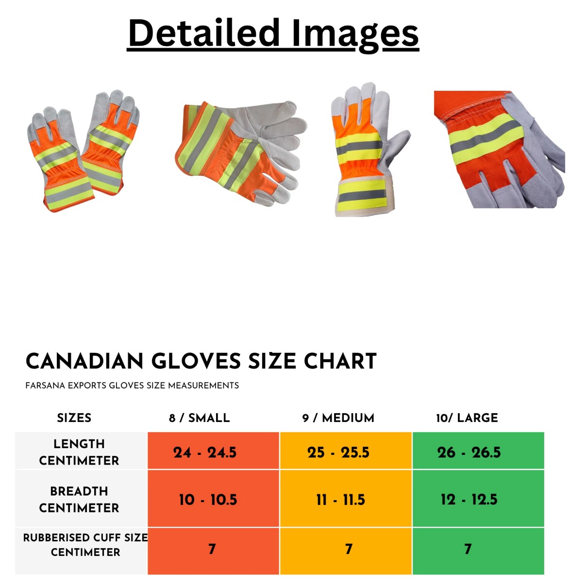 Hi-Vis Split Leather Gloves w/ Safety Cuff 3