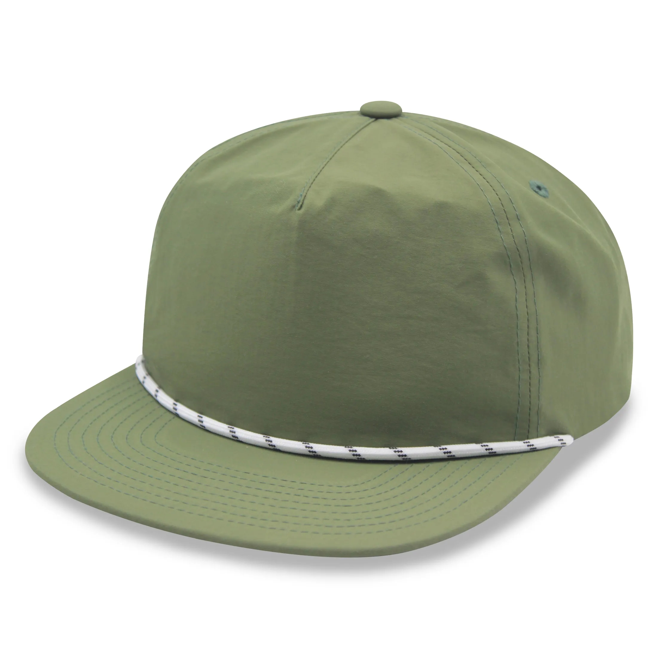 Waterproof nylon 5 panel unstructured snapback rope hat