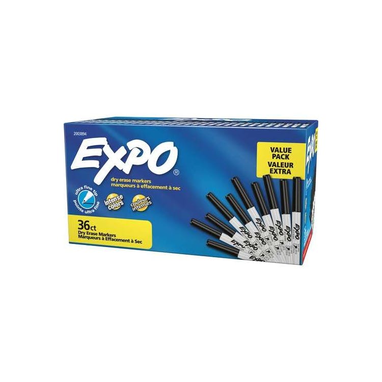 Dry Erase Markers - Black Ink Ultra Fine Point 1