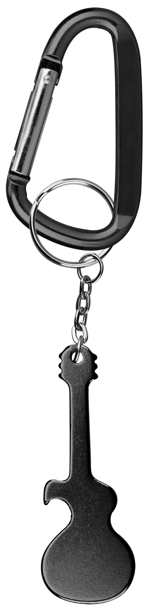Guitar Shaped Aluminum Bottle Opener with Key Chain & Carabiner 3