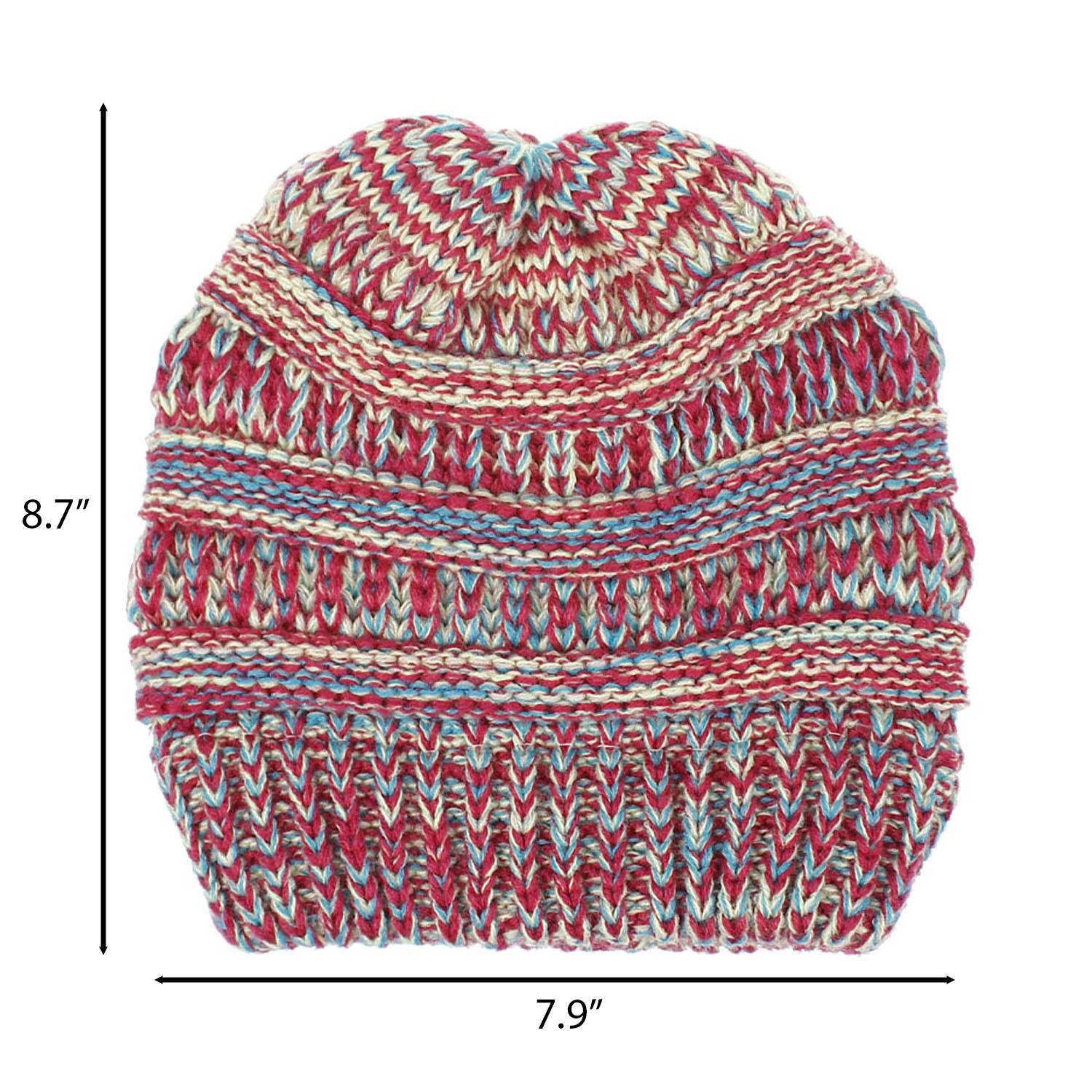 Stretchy Cable Knit Hat for Messy High Buns & Ponytails 10