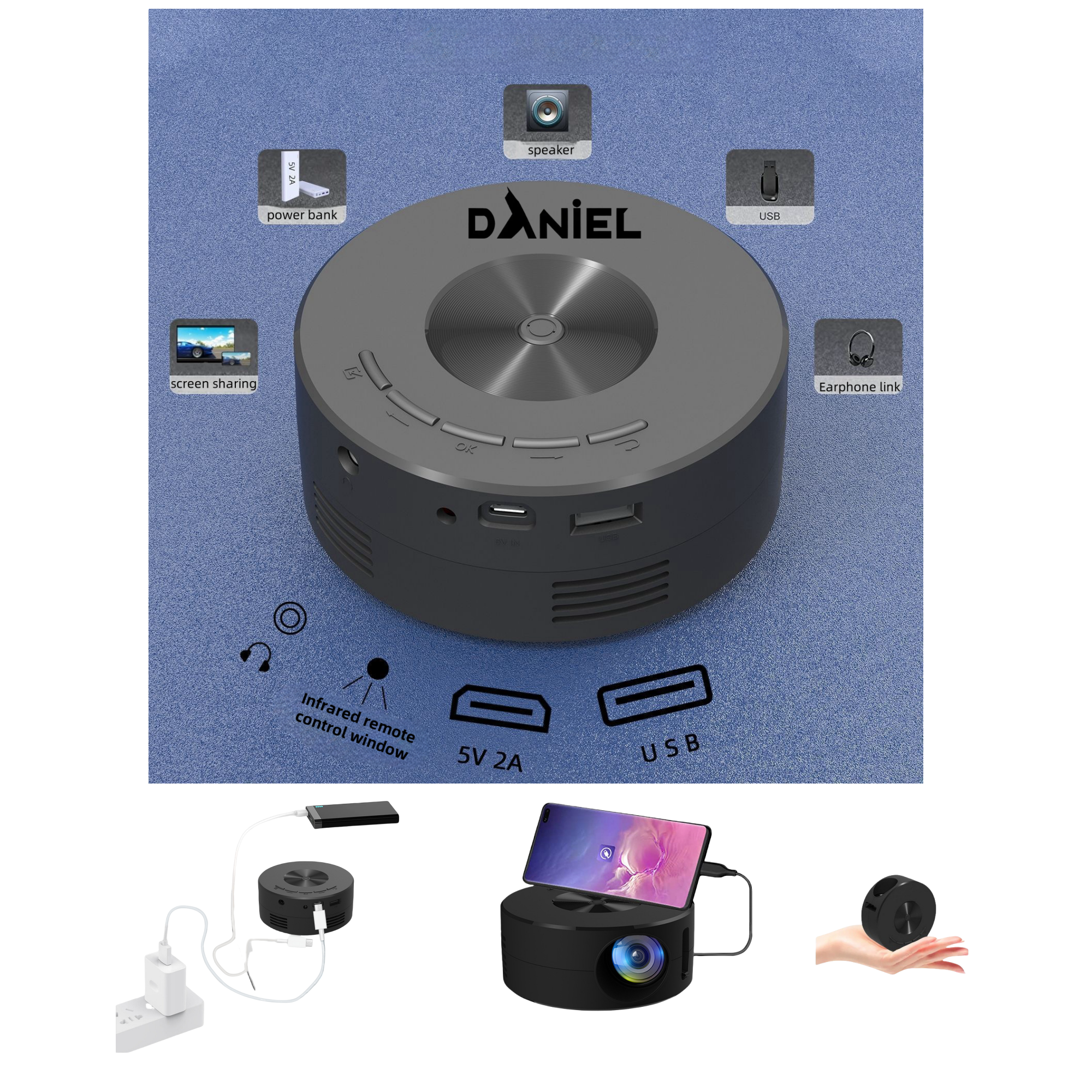Palmtop-Sized Portable Wired Projector 2