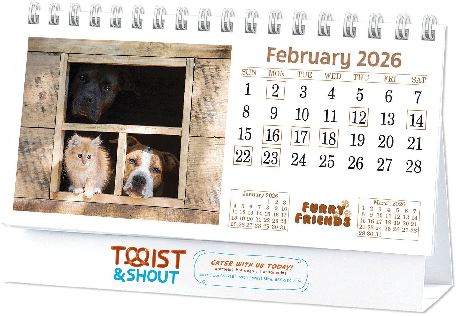 FULL COLOR FURRY FRIENDS DESK CALENDAR 1