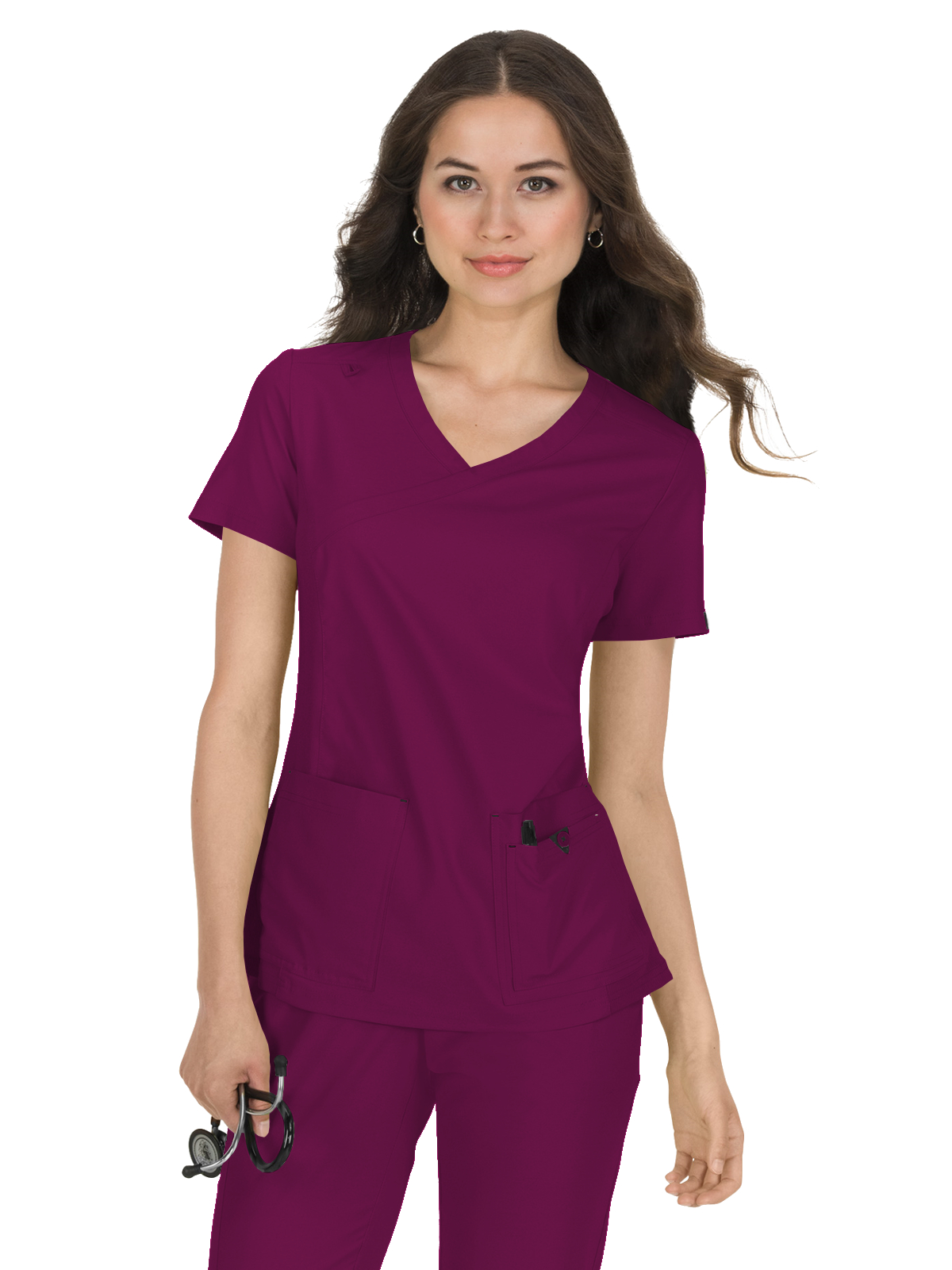 koi - Basics - Women's Four-Pocket Mock-Wrap Neck Katie Top 13