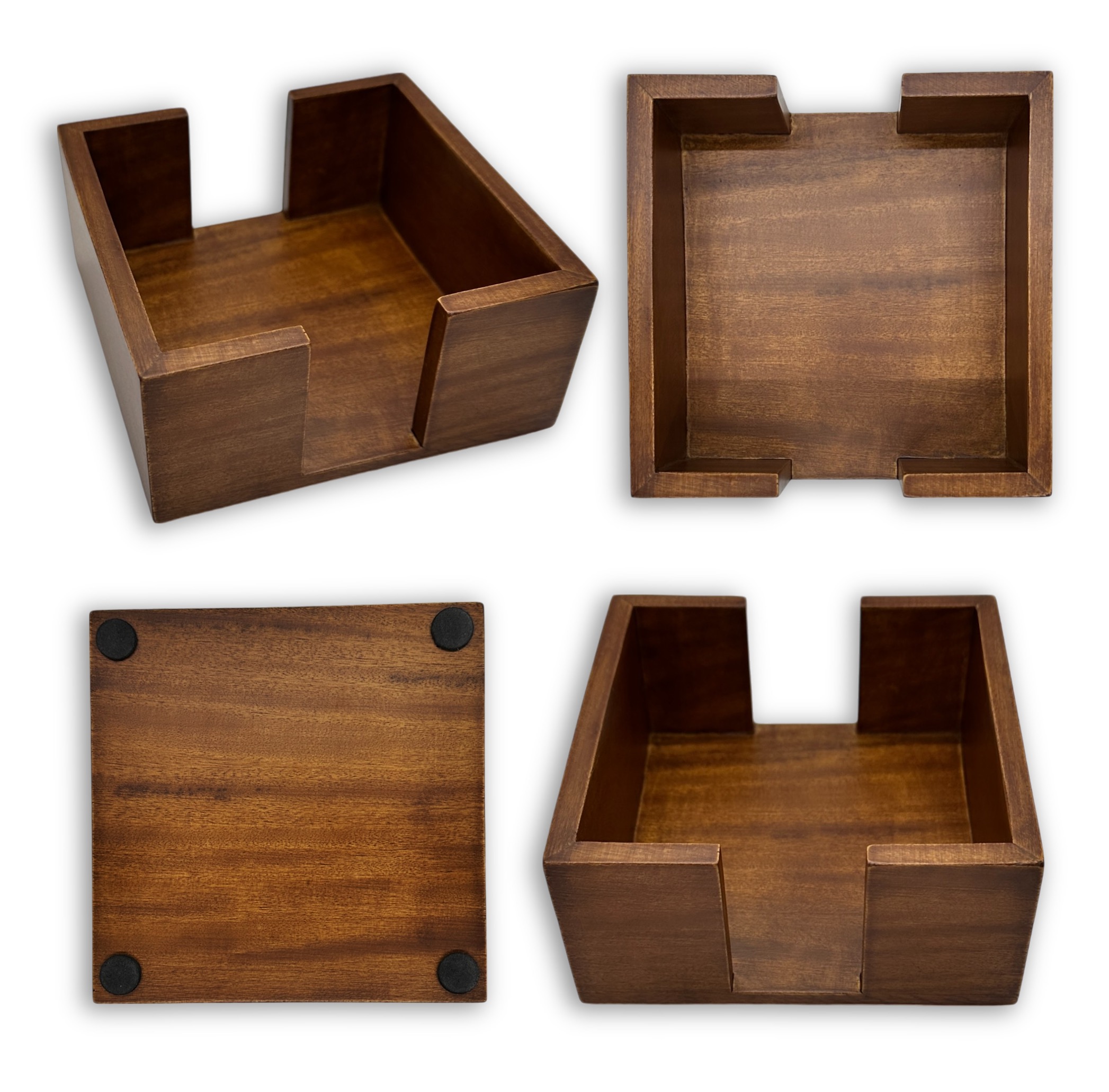 Walnut Finish Wooden 5 Coaster Holder Sets 5