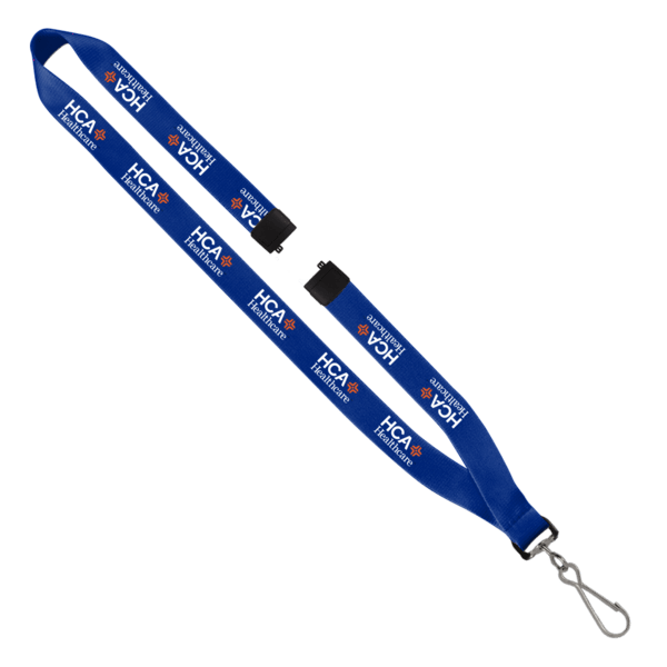3/4" Polyester Lanyard with Sewn Silver Metal Split-Ring 195