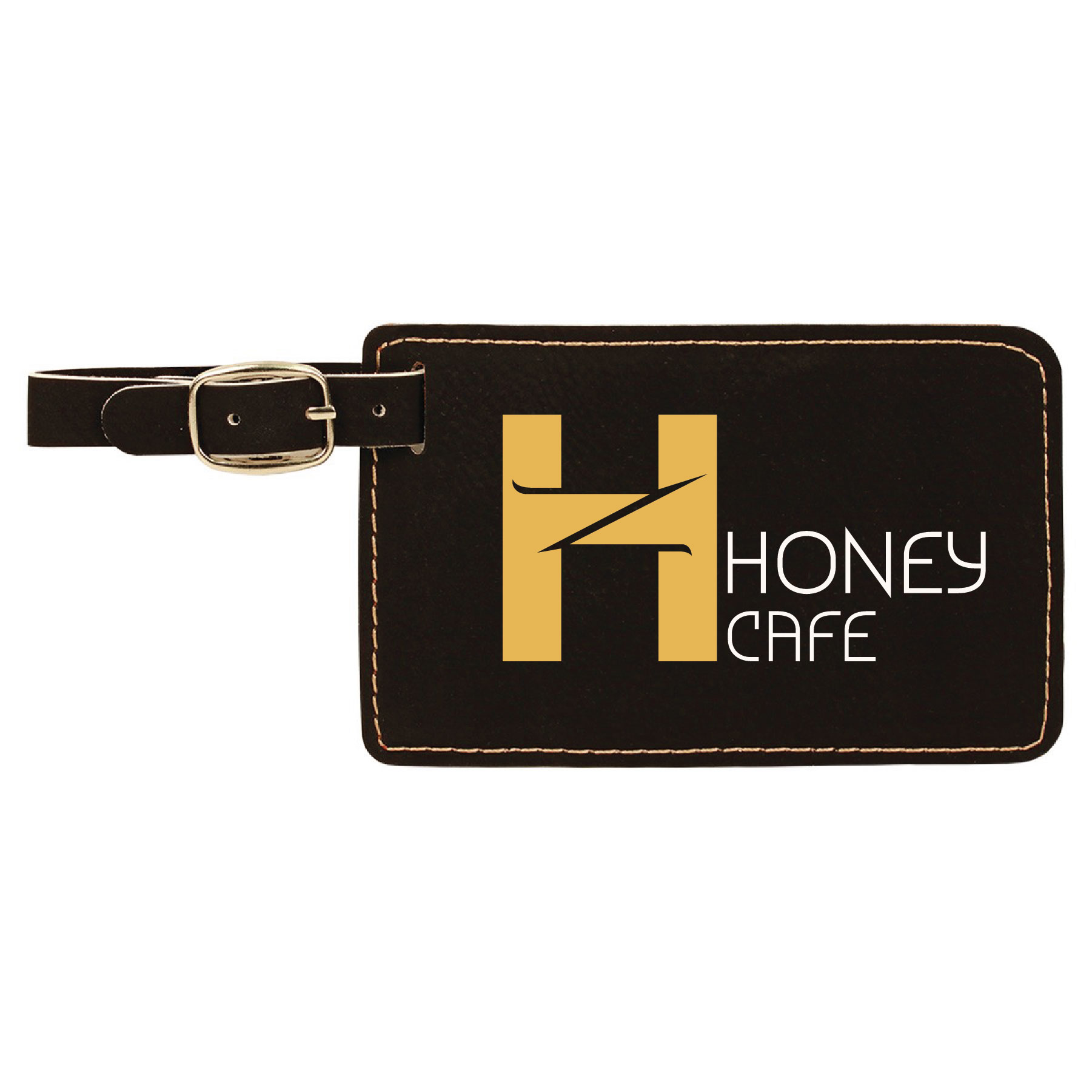 Black/Gold Leatherette Luggage Tag 3