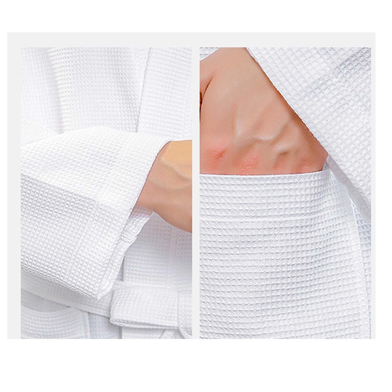 Lightweight Cotton Long Waffle Spa Bath Robes 4