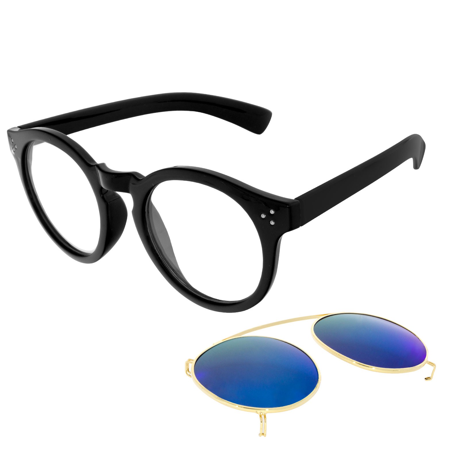 Steampunk Removable Lens Round Mirrored Sunglasses 10