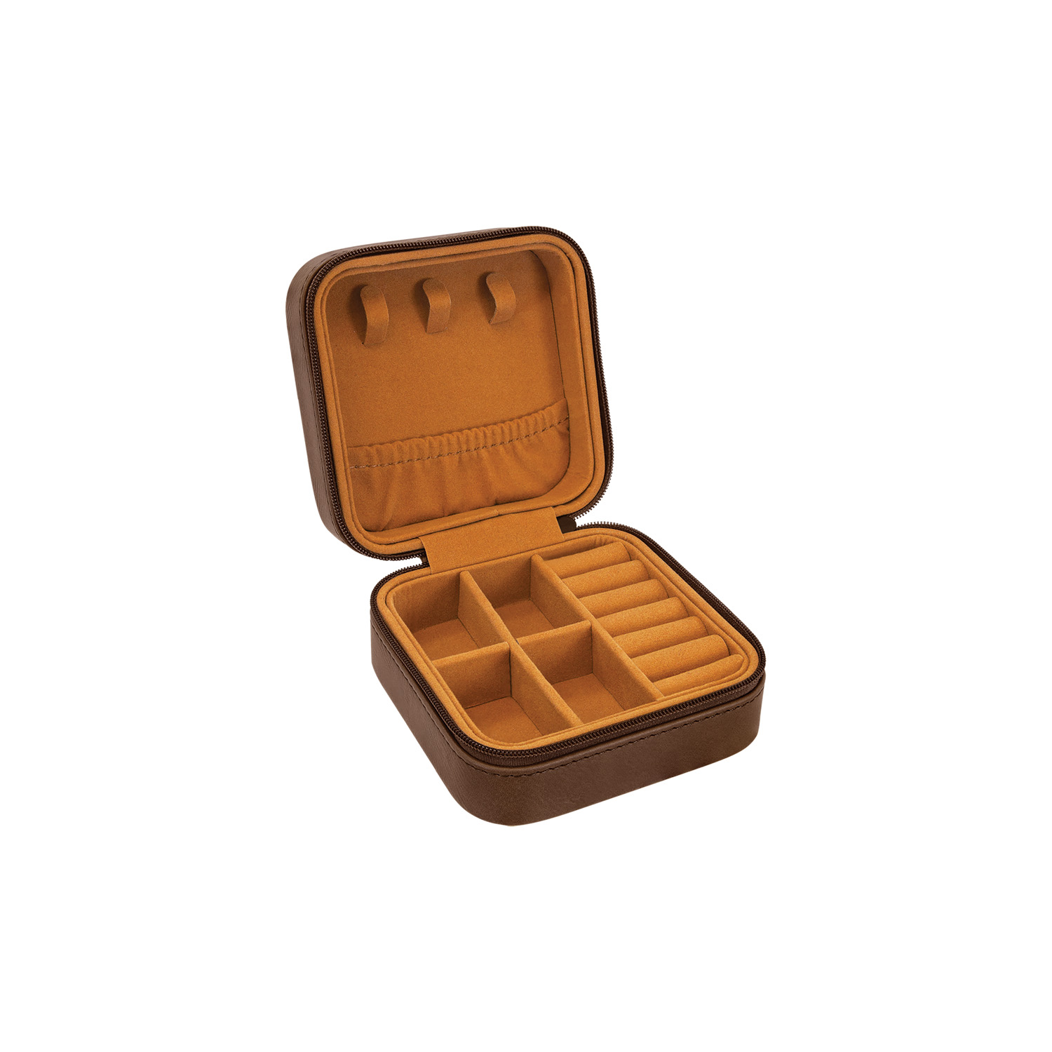 Dark Brown Leatherette Travel Jewelry Box 1