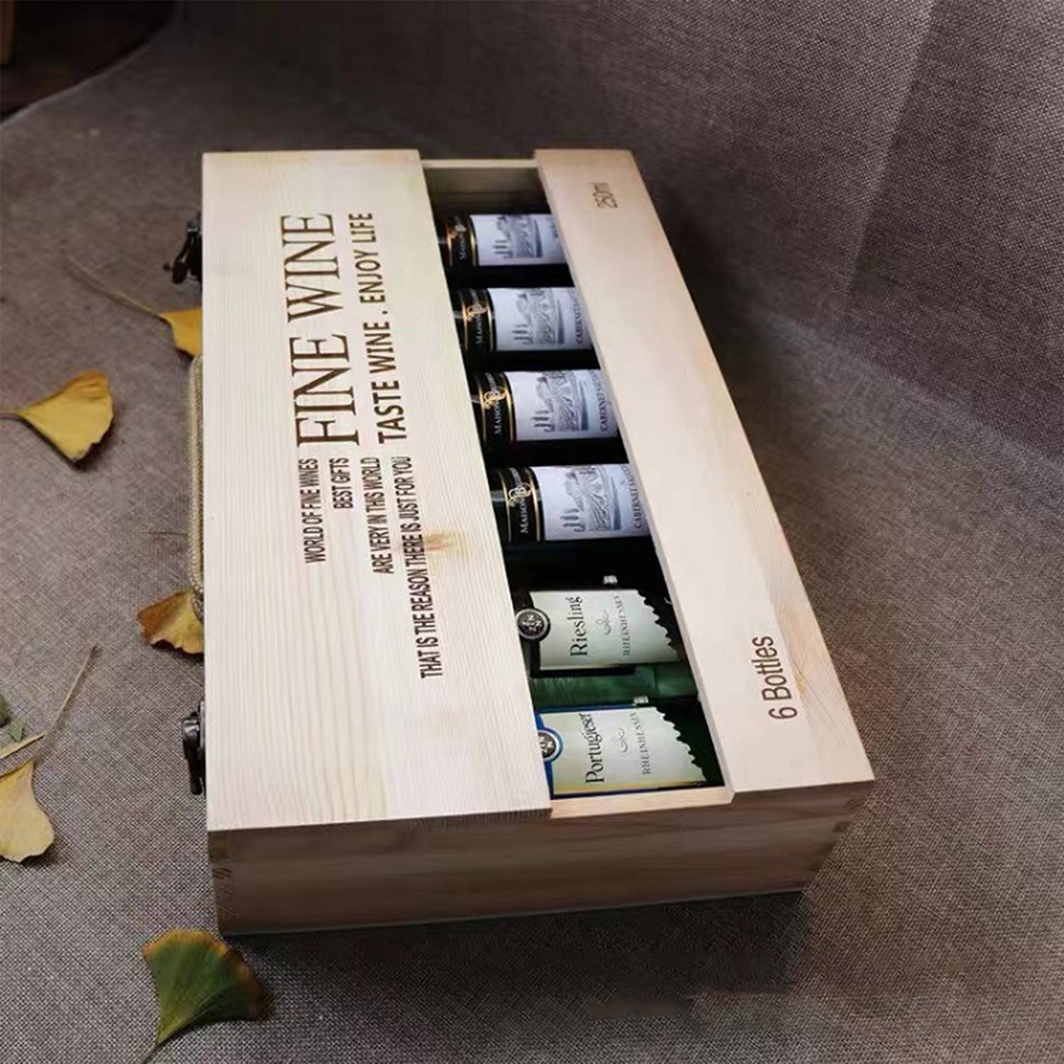 6-Bottle Wood Wine Box 4