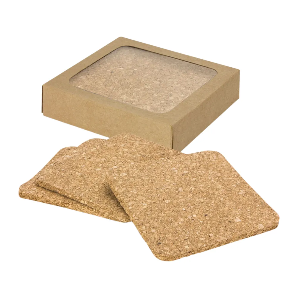 Square Cork Coaster Set with Holder (Set of 4) 5