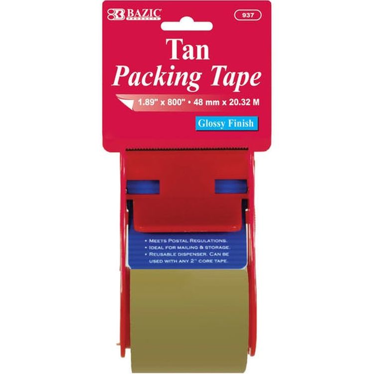 Tan Packing Tape with Dispenser - 1.88" x 800" 2