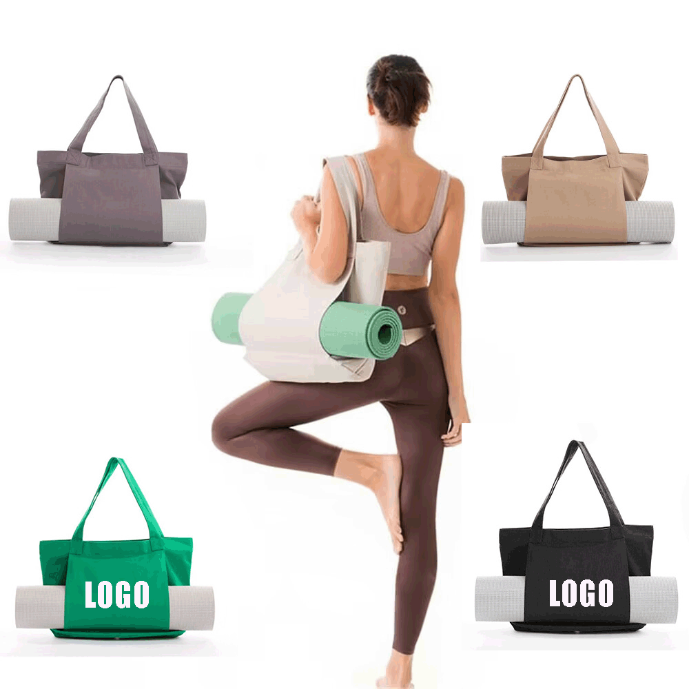 Yoga Mat Tote Pilates Bag /Canvas Tote Bag with Yoga Mat Carrier Pocket 1