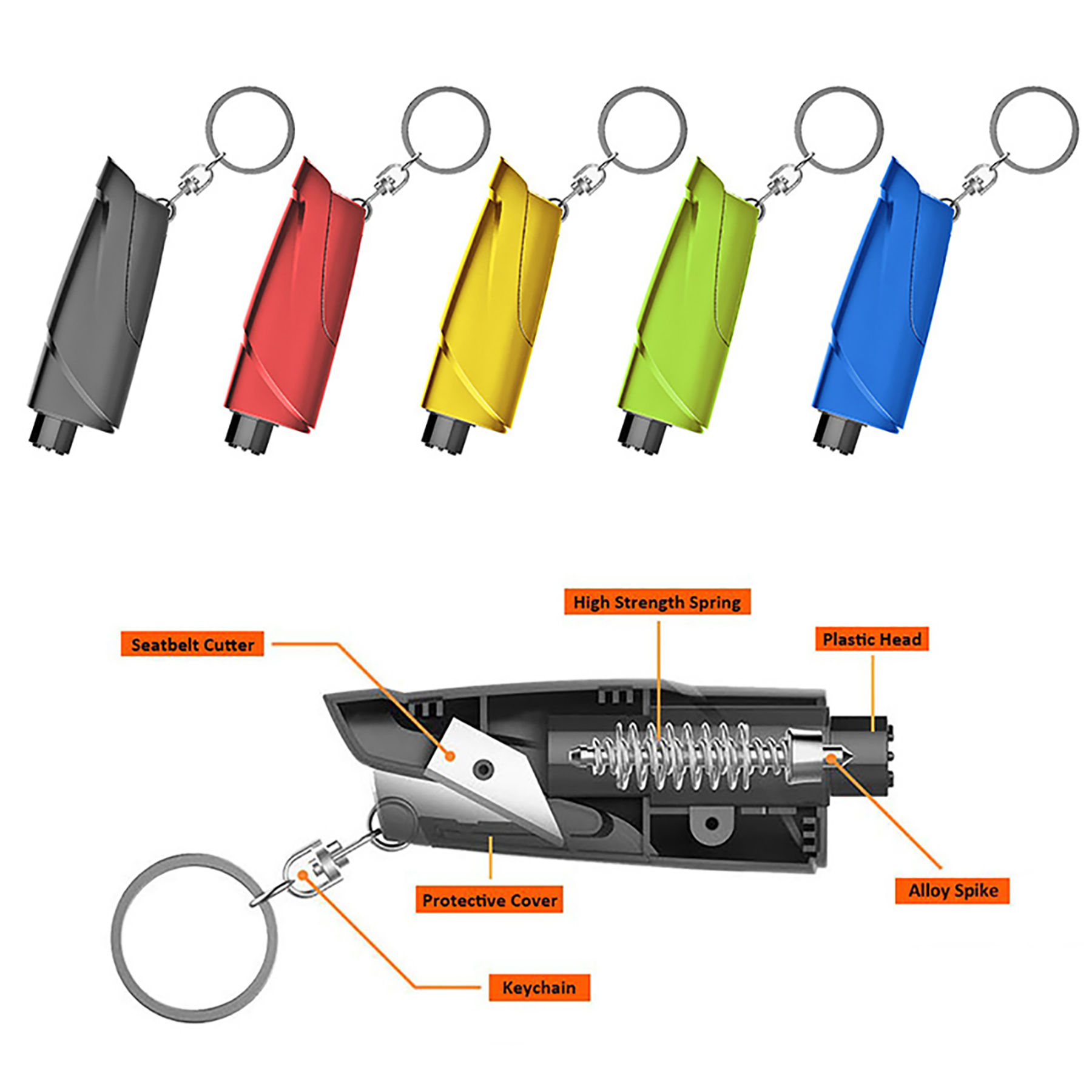 3 in 1 Car Safety Hammer With Key Chain 4