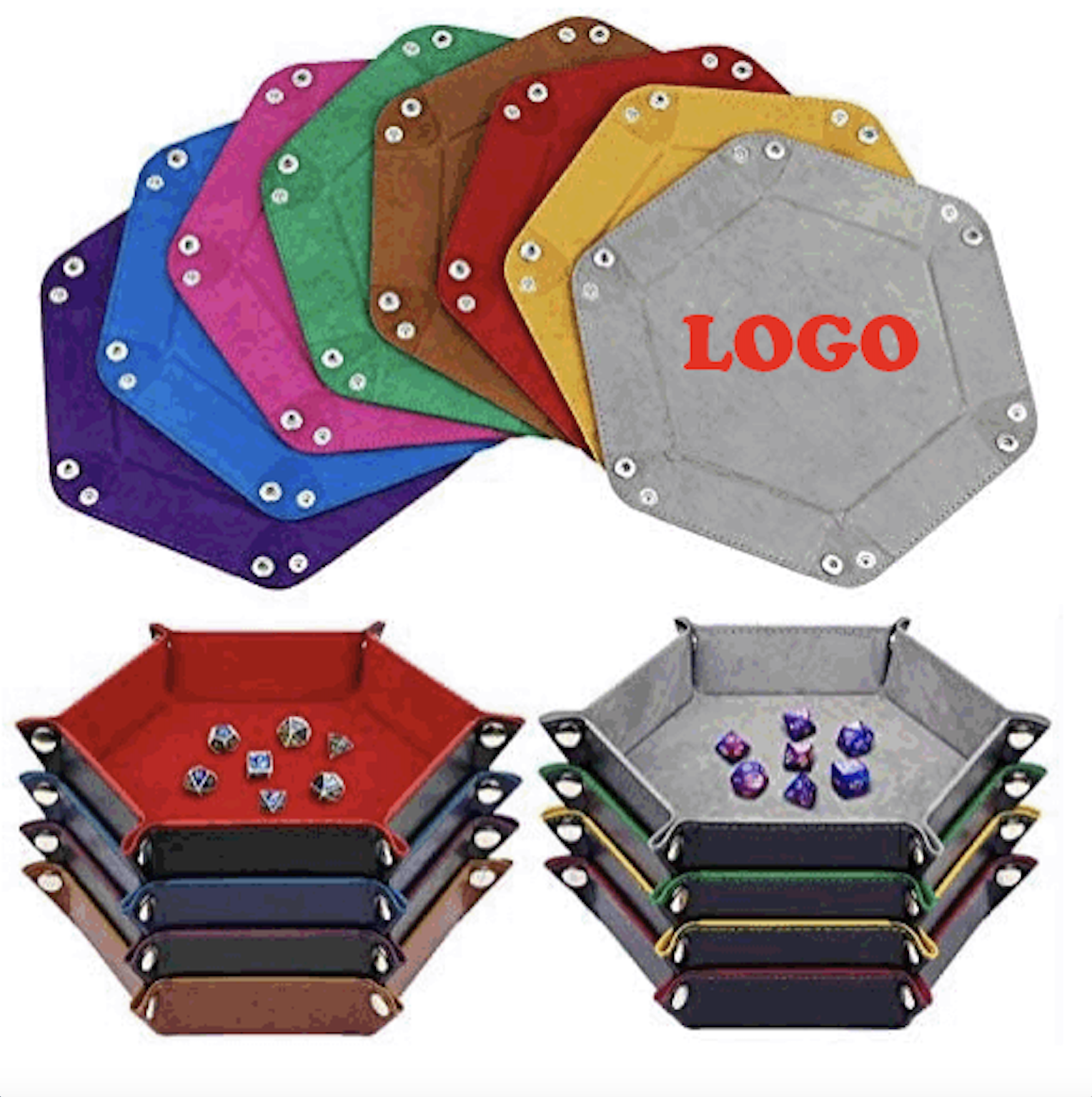 Portable Folding Dice Rolling Tray/PU Leather and Velvet Holder Storage Box 1