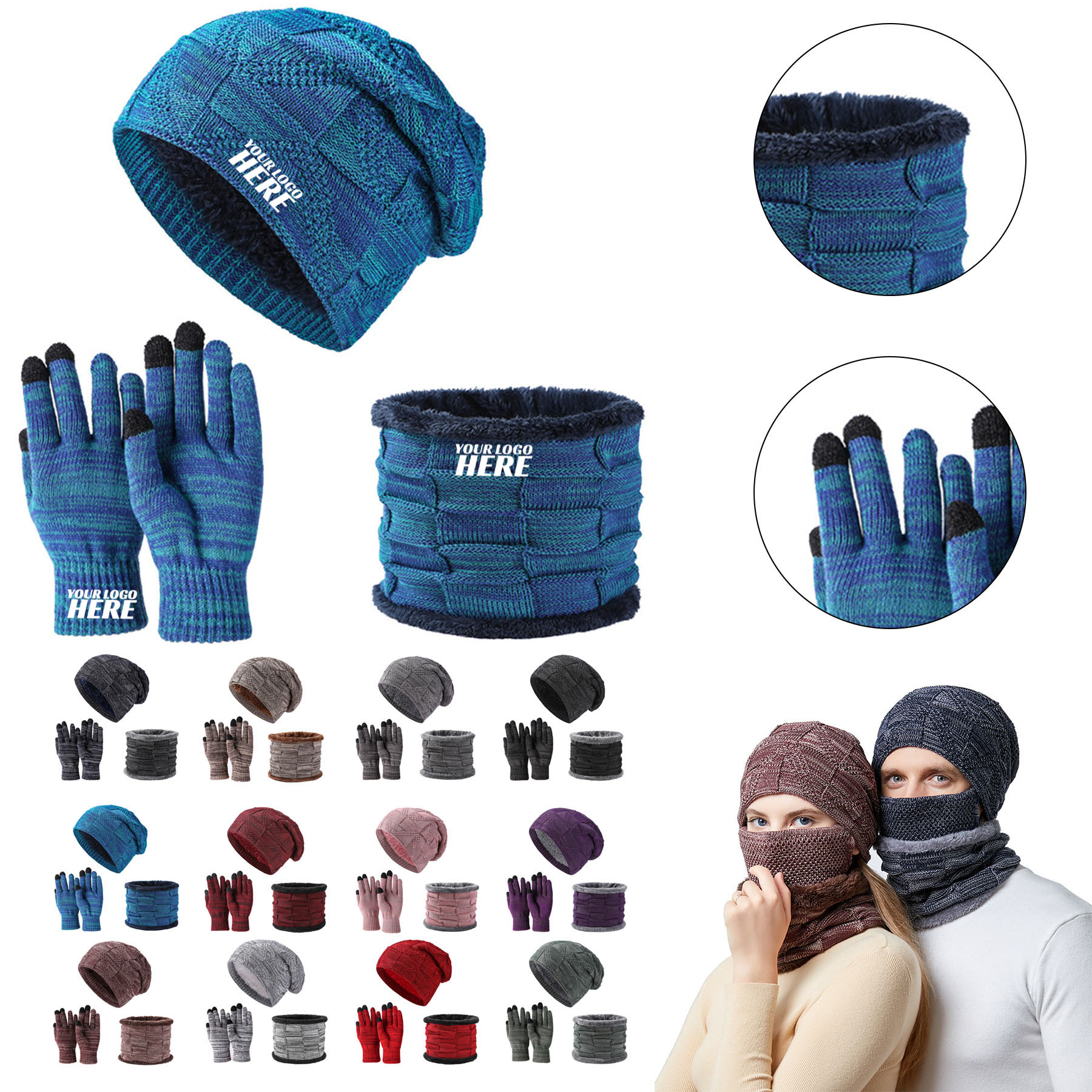 Snowing Hat Scarf Touch Screen Gloves Set  2