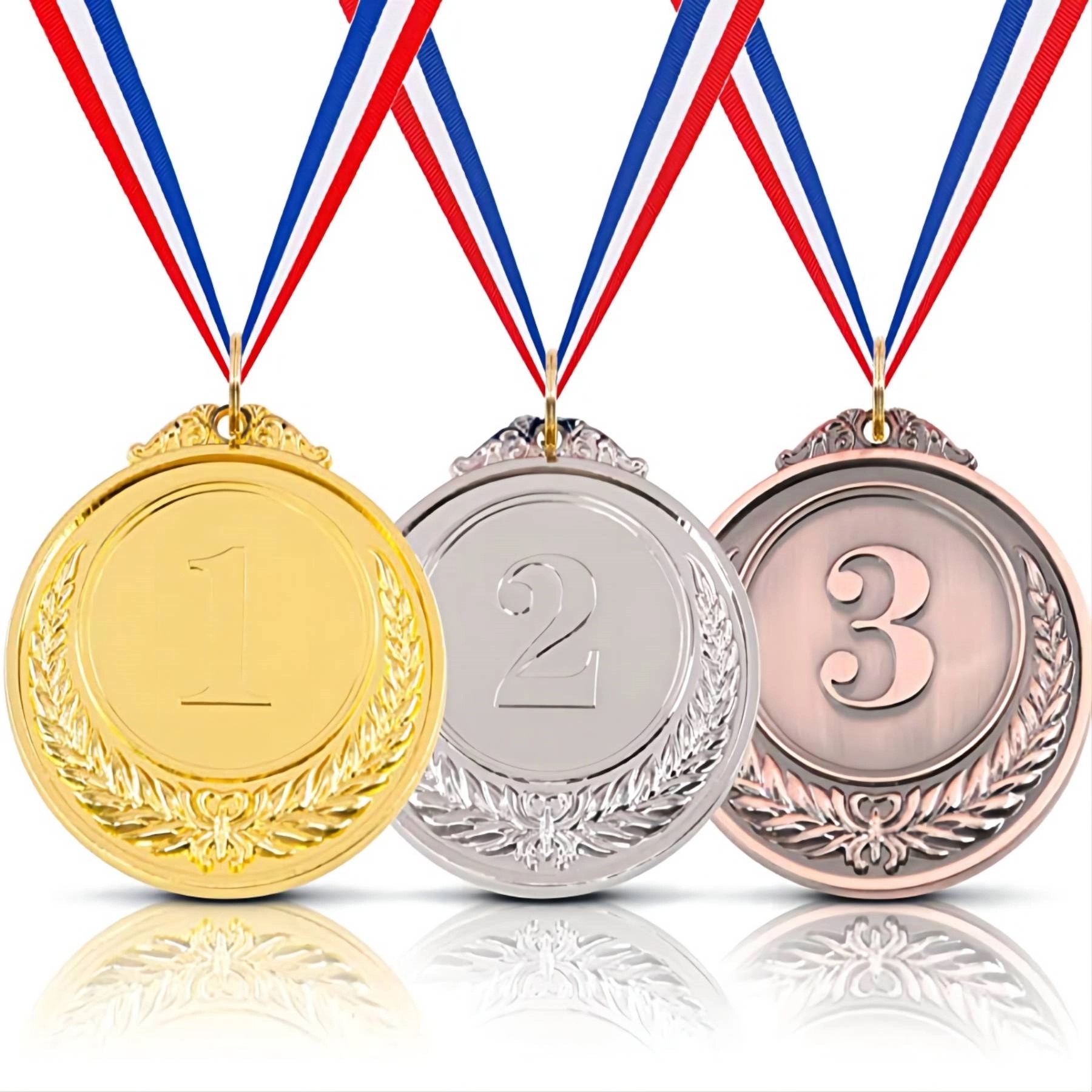 Metal Gold Silver Bronze Award Medals with Ribbon 1