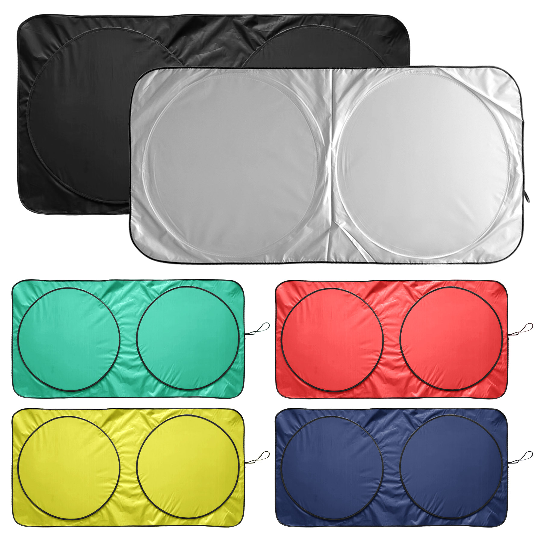 Colourful Car Windshield Sun Shade with Storage Pouch 1