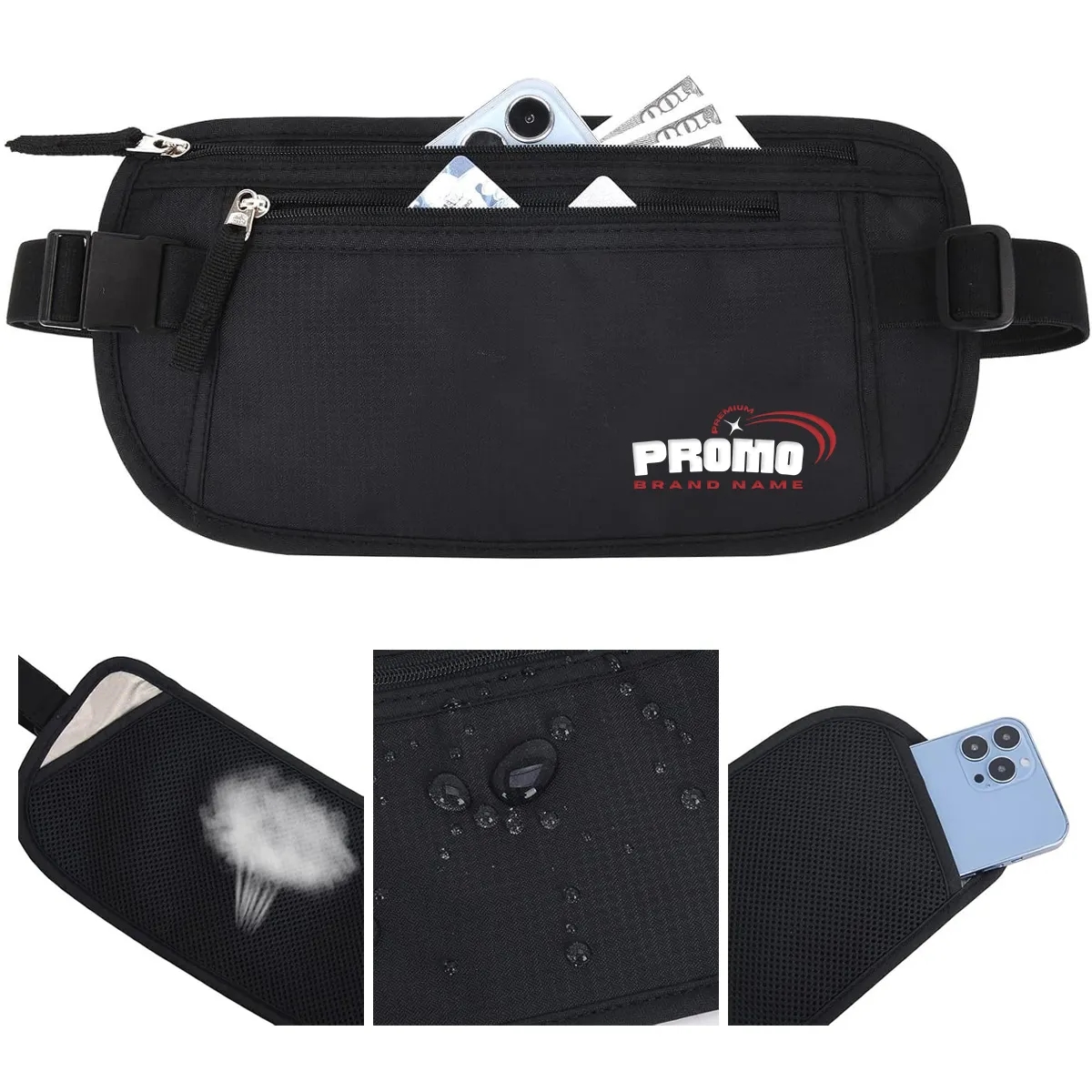 Slim Travel RFID Blocking Money Belt Conceal Waist Wallet 3