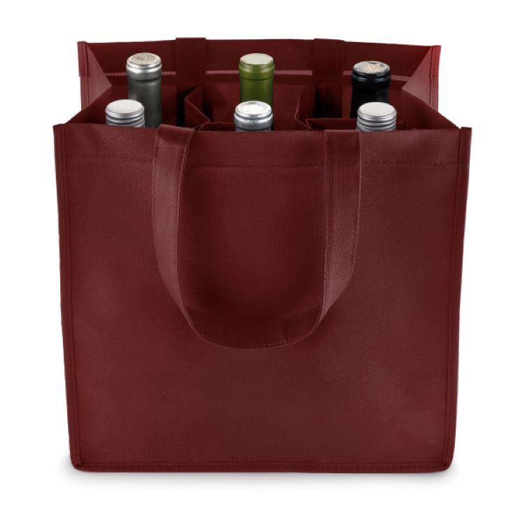 True® 6 Bottle Non-Woven Wine Tote 22