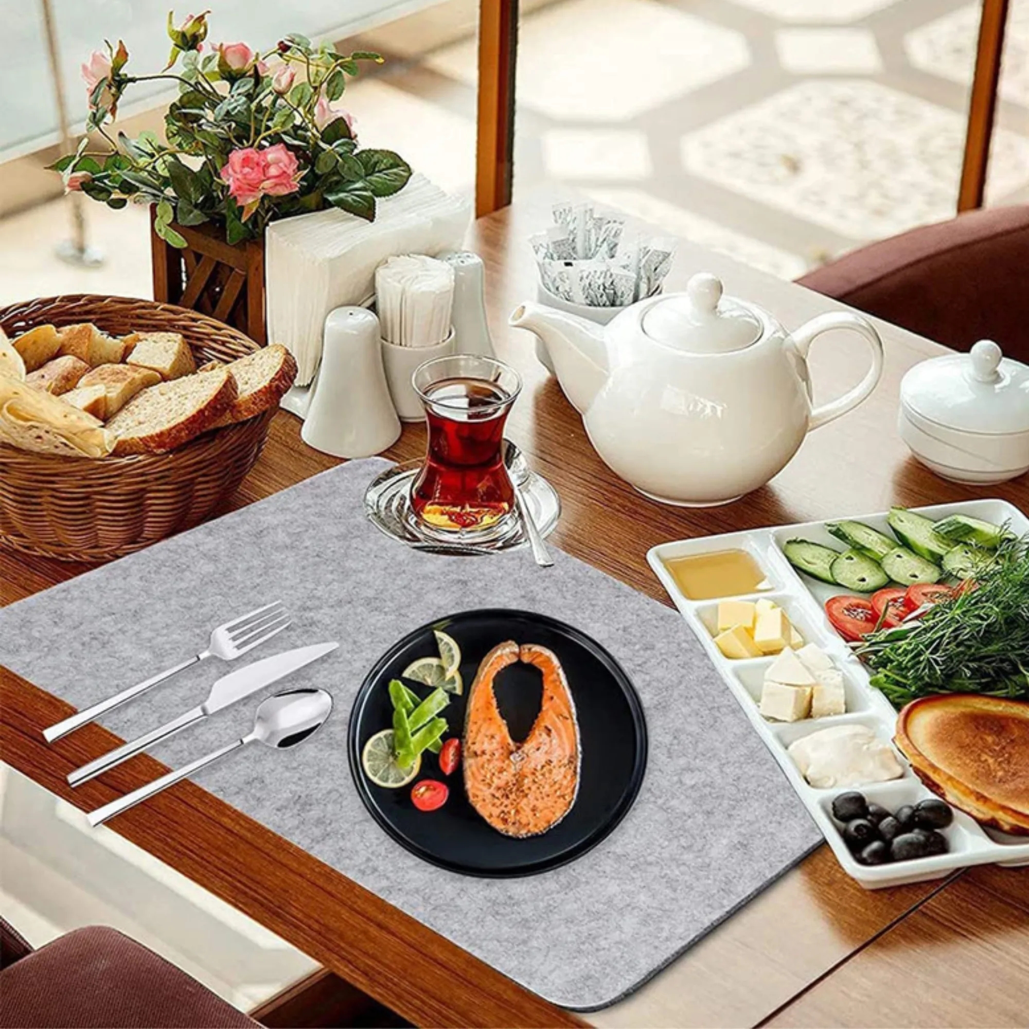 Heat Insulation Felt Pads Placemats Coasters Utensil Pockets 4