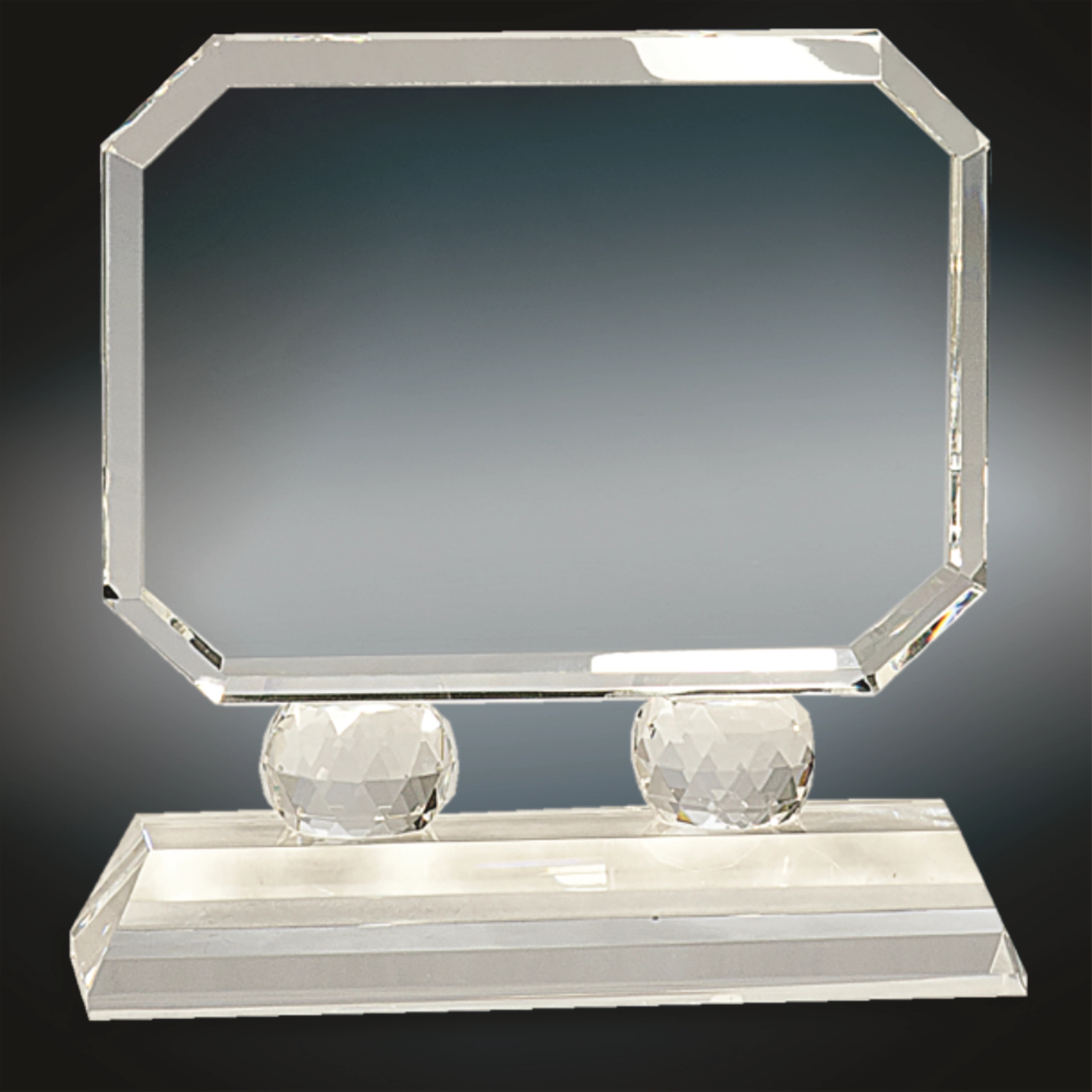 Rectangle Optic Crystal Award on Clear Pedestal Base 3