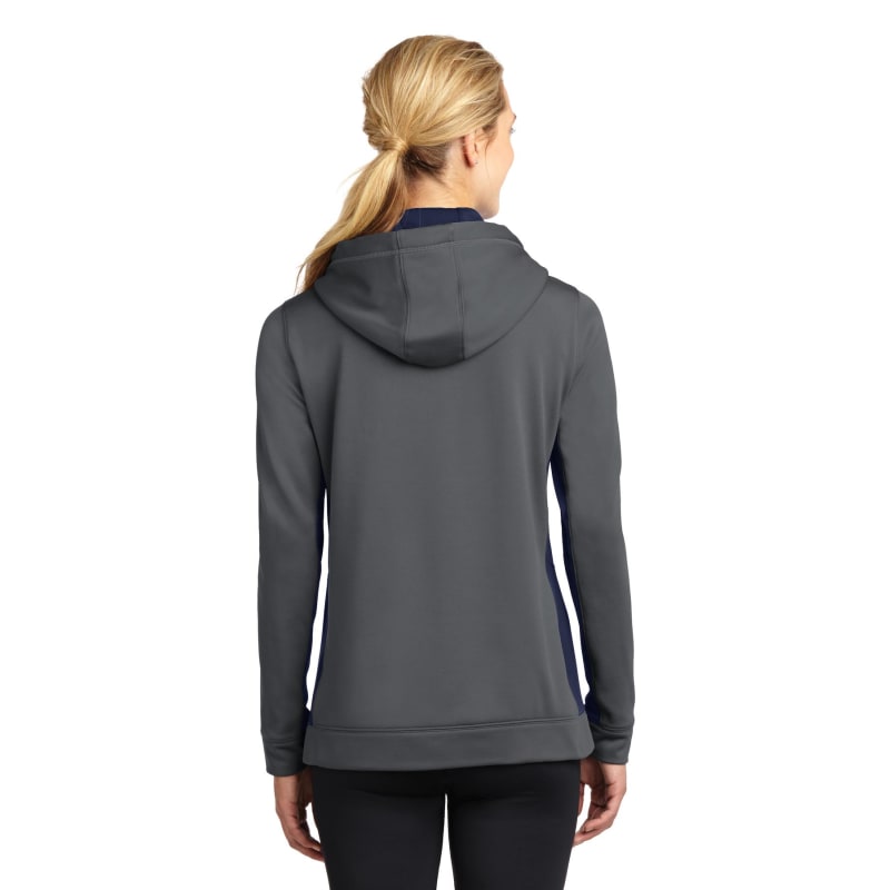Sport-Tek Women's Sport-Wick Fleece Colorblock Hooded Pullover. 43