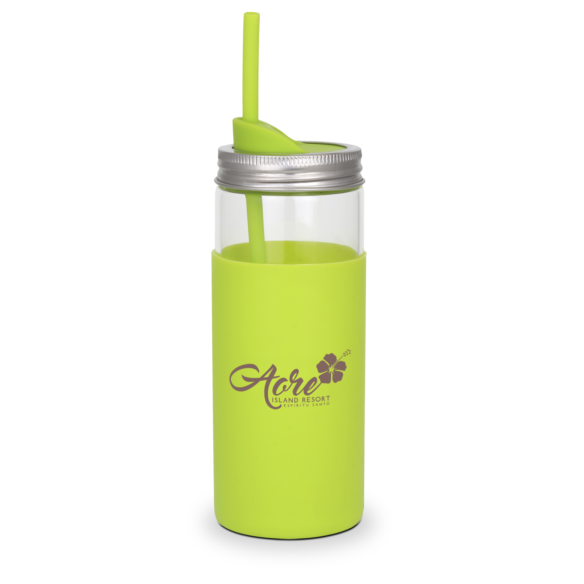 Galapagos Borosilicate Glass Mason Jar with Silicone Lid and Straw 4