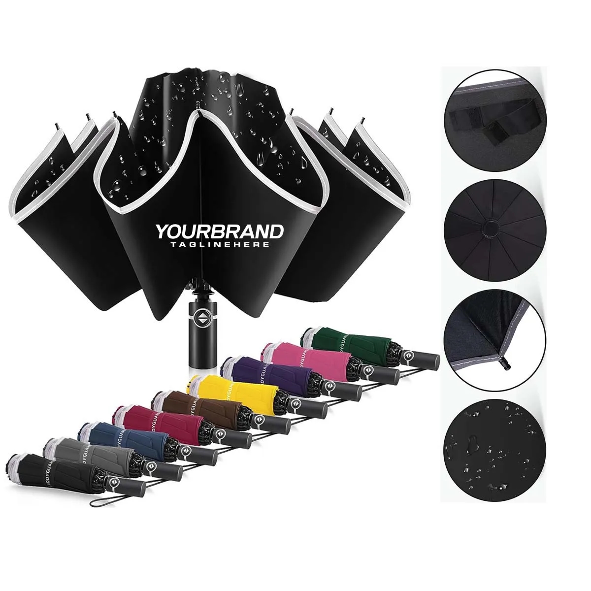 Unisex Large Windproof Automatic Inverted Foldable Umbrellas 2