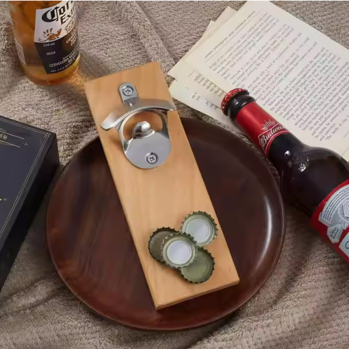 Wall Mounted Wooden Bottle Opener with Magnet Option 4