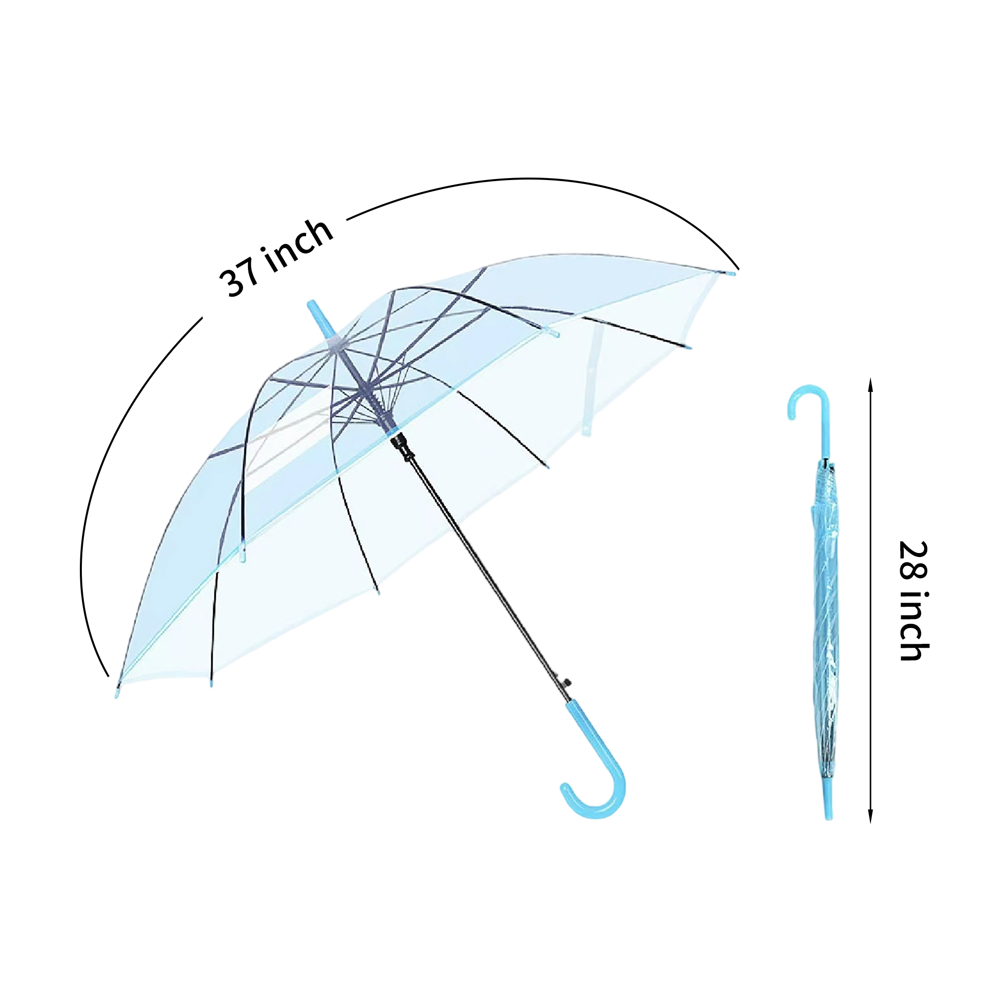Clear PVC Umbrella With Crook Handle Auto Open 28" 5