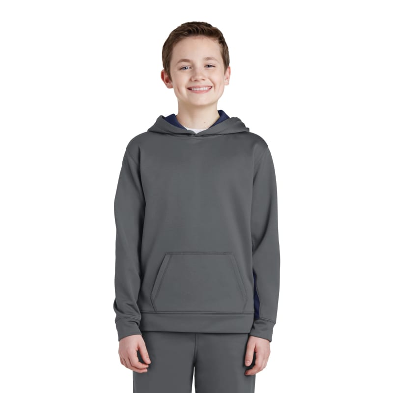 Sport-Tek Youth Sport-Wick Fleece Colorblock Hooded Pullover. 17